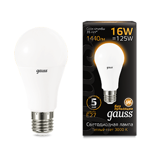 Лампа светодиодная Black A60 16Вт E27 3000К Gauss 102502116