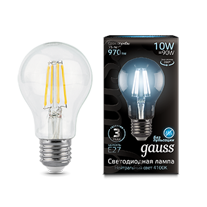 Лампа светодиодная филаментная Black Filament 10Вт A60 4100К нейтр. бел. E27 GAUSS 102802210