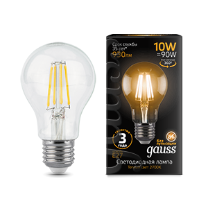 Лампа светодиодная филаментная Black Filament 10Вт A60 2700К E27 Gauss 102802110