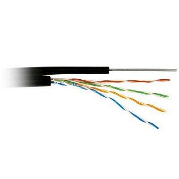 Кабель витая пара U/UTP кат.5e 4х2х24AWG solid CU PE OUTDOOR трос черн. 305м (м) Rexant 01-0046