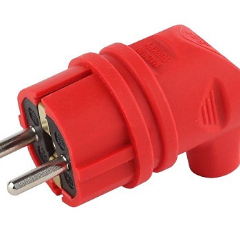 Вилка 90град. V9-RED-IP44 16А IP44 с заземл. каучук красн. Эра Б0044549