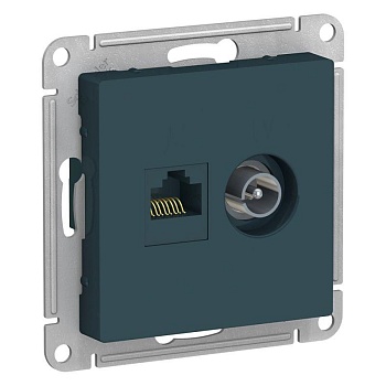 Механизм розетки компьютерной + TV 2-м СП AtlasDesign RJ45 кат.5E + TV изумруд SchE ATN000889