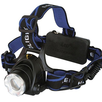 Фонарь налобный E150 (аккум. 220В CREE 3Вт пласт. бокс; черн.) Ultraflash 12188
