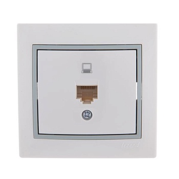 Розетка компьютерная 1-м СП Mira RJ45 бел./сер. LEZARD 701-0215-139