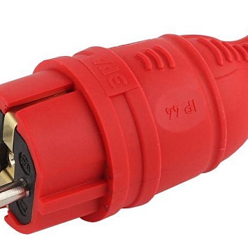 Вилка прямая V8-RED-IP44 16А IP44 з/з каучук красн. Эра Б0044547