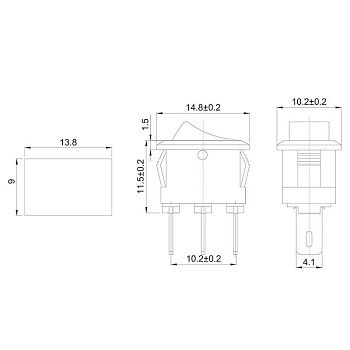 Выключатель клавишный 250В 3А (3с) ON-ON красн. Micro (RWB-102) Rexant 36-2031