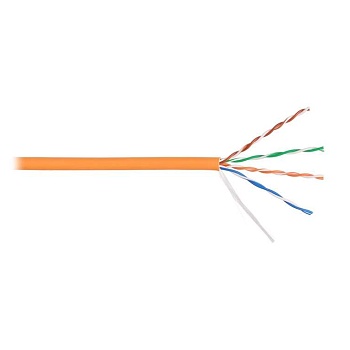 Кабель U/UTP 4 пары кат.5e (класс D) тест по ISO/IEC 100МГц ож BC (чистая медь) 24AWG (0.511мм) внутр. LSZH нг(А)-HFLTx оран. (уп.305м) NIKOLAN NKL 9100C-OR