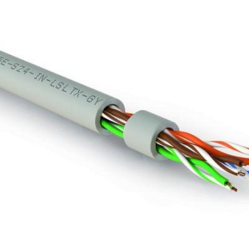 Кабель витая пара U/UTP кат.5e 4х2х24AWG solid нг(А)-LSLTх UUTP4-C5E-S24-IN-LSLTх-GY-305 сер. (уп.305м) Hyperline 426001