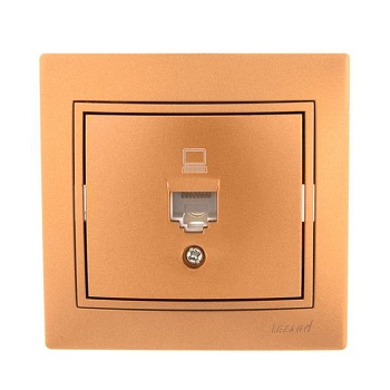 Розетка компьютерная 1-м СП Mira RJ45 зол. метал. LEZARD 701-1313-139