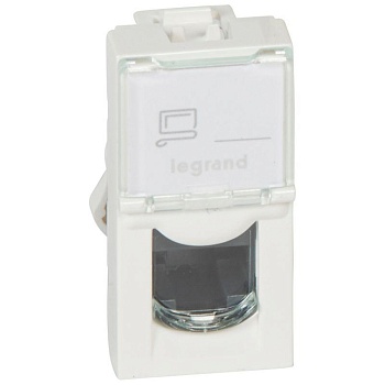 Механизм розетки компьютерной СП 1мод. Mosaic RJ45 кат.5E UTP бел. Leg 076551