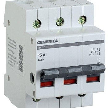 Выключатель нагрузки (мини-рубильник) 3п ВН-32 25А GENERICA IEK MNV15-3-025