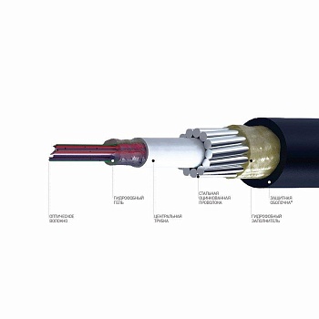 Кабель волоконно-оптический 9/125 одномодовый 8 волокон для прокладки в грунте бронированный стальной оцинкованной проволокой центральная трубка растягивающее усилие 8кН Rexant 50-6956