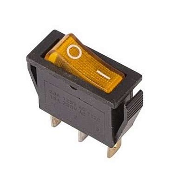 Выключатель клавишный 250В 15А (3с) ON-OFF RWB-404 SC-791 IRS-101-1C желт. с подсветкой Rexant 36-2212