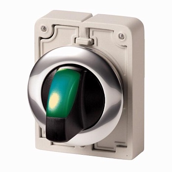 Переключатель плоский 30мм с подсветкой 3 поз. M30C-FWLK3-G зел. EATON 187116