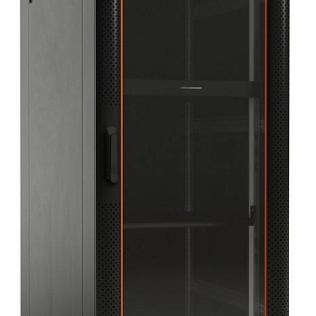 Шкаф напольный TTB-4268-AS 19дюйм 42U 2055х600х800мм перед. стекл. дверь со стальн. перф. боковинами задн. дверь сплошная ручка с замком крыша нового типа черн. (RAL 9004) Hyperline 392682