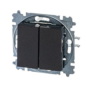 Выключатель 2-кл. СП Levit IP20 антрацит/дым. черн. ABB 2CHH590545A6063