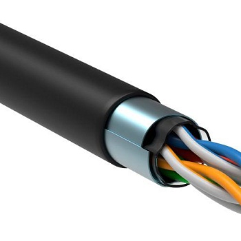 Кабель витая пара F/UTP кат.5e 4х2х24AWG solid CU LDPE OUTDOOR GENERICA черн. 305м (м) ITK BC3-C5E04-339-305-G