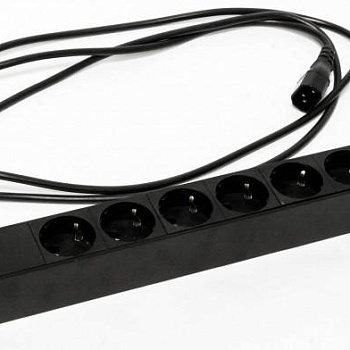 Блок розеток SHE19-6SH-S-2.5IEC горизонт. 6 розеток Schuko выкл. 10А шнур 2.5м Hyperline 397027