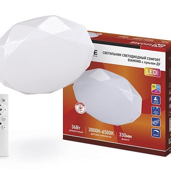 Светильник светодиодный COMFORT DIAMOND 36Вт 230В 3000-6500К 2900лм 330х80мм с пультом ДУ IN HOME 4690612035031