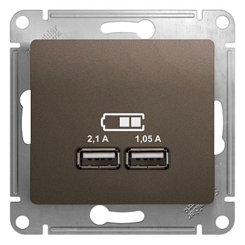Механизм розетки USB 1-м СП Glossa 5В/2100мА 2х5В/1050мА шоколад SchE GSL000833
