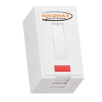 Розетка 1 порт кат.5e (класс D) 100МГц RJ45/8P8C FT-TOOL/110/KRONE T568A/B неэкран. со шторкой бел. NIKOMAX NMC-WO1UD2-FT-ST-WT