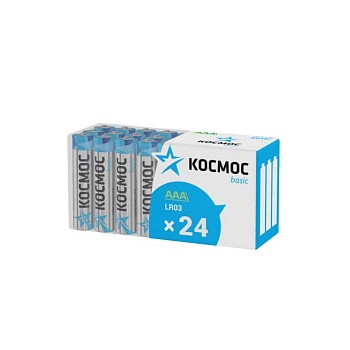 Элемент питания алкалиновый LR03 пласт. бокс (уп.24шт) Космос KOCLR03_24BOX