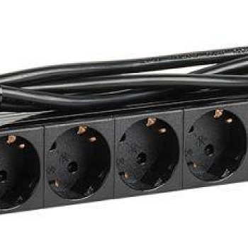 Блок розеток 8 мест PDU (немец. станд.) PH12-8D1-P 19дюймов DIN49440 с LED выкл. ПВХ 1U шнур 2м ITK PH12-8D1-P