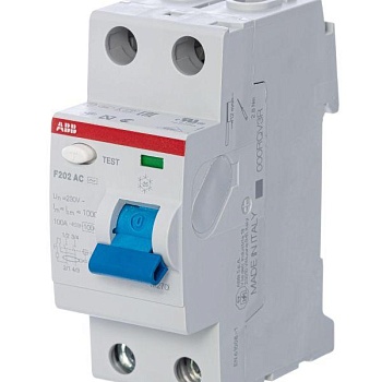 Выключатель дифференциального тока (УЗО) 2п 16А 10мА тип AC F202 ABB 2CSF202001R0160
