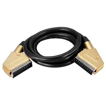 Шнур SCART Plug - SCART Plug 21pin 3м (gold-gold) металл Rexant 17-1115-1