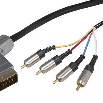 Шнур SCART Plug - 4RCA Plug 1.5м (GOLD) металл Rexant 17-1422