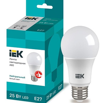 Лампа светодиодная 25Вт A80 шар 4000К нейтр. бел. E27 230В IEK LLE-A80-25-230-40-E27