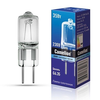 Лампа галогенная JD 35Вт капсула G6.35 3000К 240В Camelion 5203