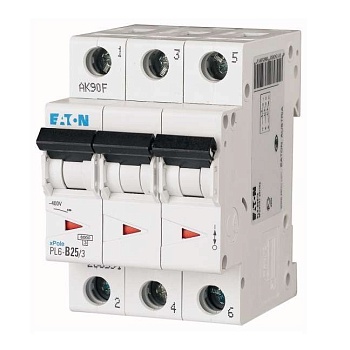 Выключатель автоматический модульный 3п C 25А 6кА PL6-C25/3 EATON 286603