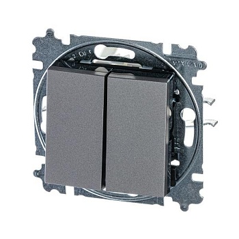 Выключатель 2-кл. СП Levit IP20 сталь/дым. черн. ABB 2CHH590545A6069