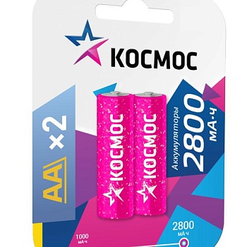 Аккумулятор AA/R6 NI-MN 2800мА.ч BP-2 (блист.2шт) Космос KOCR6NIMH2800MAH2BL