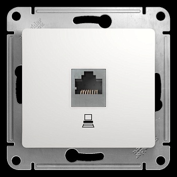 Механизм розетки компьютерной 1-м СП Glossa RJ45 кат.5E бел. SchE GSL000181K