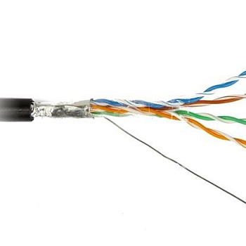 Кабель витая пара F/UTP кат.5e 4х2х24AWG solid PE OUTDOOR FUTP4-C5E-S24-OUT-PE-BK-500 черн. 500м (м) Hyperline 49110