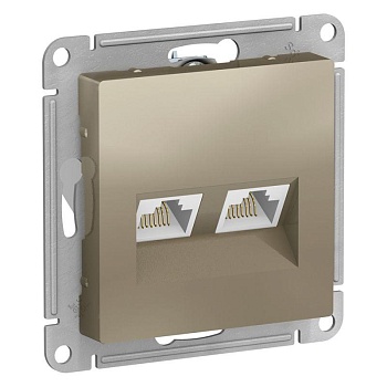 Механизм розетки компьютерной 2-м AtlasDesign RJ45 кат.5E шампань SchE ATN000585