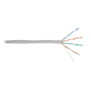 Кабель U/UTP 4 пары кат.5e (класс D) тест по ISO/IEC 100МГц ож BC (чистая медь) 24AWG (0.50мм) внутр. PVC нг(А) сер. (уп.305м) NIKOLAN NKL 4100A-GY