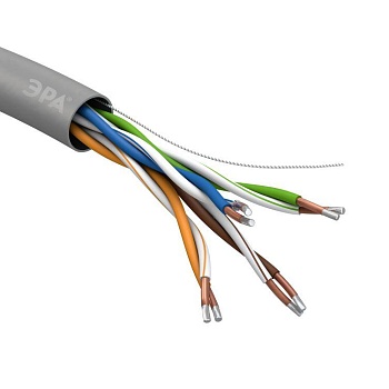 Кабель витая пара U/UTP кат.5e 4х2х24AWG solid CCA PVC SIMPLE сер. 305м (м) Эра Б0044434