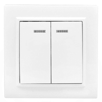Выключатель 2-кл. СП Минск 10А IP20 с индикатором бел. Basic EKF ERV10-123-10