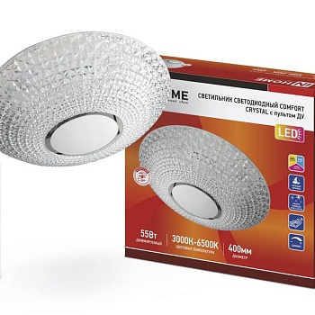 Светильник светодиодный COMFORT CRYSTAL 55Вт 230В 3000-6500К 4400лм 400х100мм с пультом ДУ IN HOME 4690612034898
