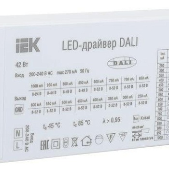 Драйвер LED DALI 42Вт 250-1000мА 8-52В IEK LPS14-01-042-1000