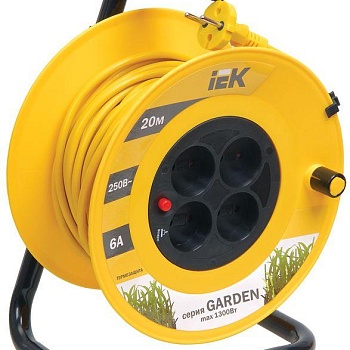 Удлинитель на катушке 4х20м без заземл. 6А IP20 УК20 "Garden" с термозащ. 2х0.75 IEK WKP23-06-04-20