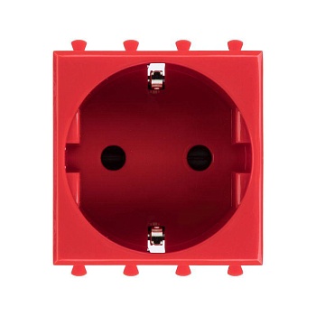 Розетка 1-м 2мод. Avanti "Красный квадрат" 16А IP20 2P+E защ. шторки красн. DKC 4401002
