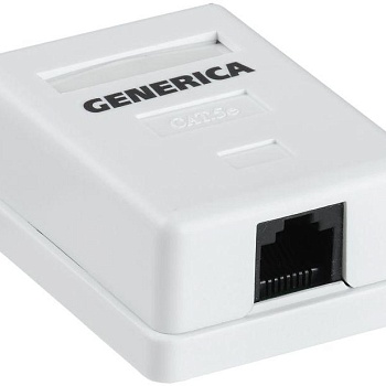 Розетка компьютерная 1-м ОП RJ45 кат.5E UTP GENERICA ITK CS2-1C5EU-12-G