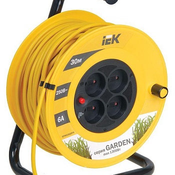 Удлинитель на катушке 4х30м без заземл. 6А IP20 УК30 "Garden" с термозащ. 2х0.75 IEK WKP23-06-04-30