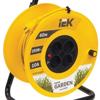 Удлинитель на катушке 4х40м без заземл. 10А IP20 УК40 "Garden" с термозащ. 2х1 IEK WKP23-10-04-40