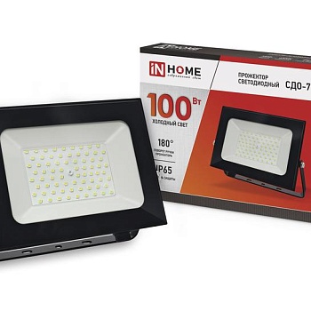 Прожектор светодиодный СДО-7 100Вт 230В 6500К IP65 черн. IN HOME 4690612034652