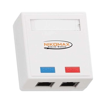 Розетка 2 порта кат.5e (класс D) 100МГц RJ45/8P8C 110/KRONE T568A/B на печатной плате неэкран. бел. NIKOMAX NMC-WO2UD2-WT